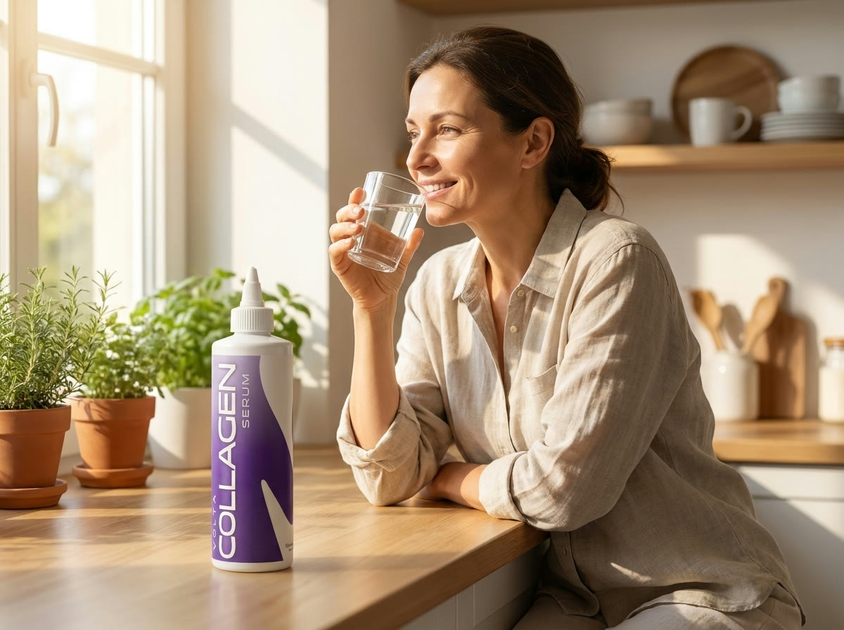 Drink the collagen serum mixed with water