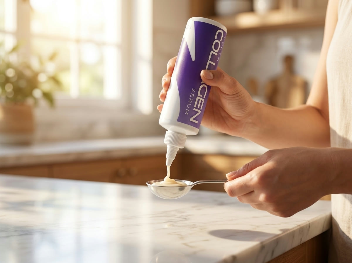 Squeeze collagen vita-serum onto a spoon