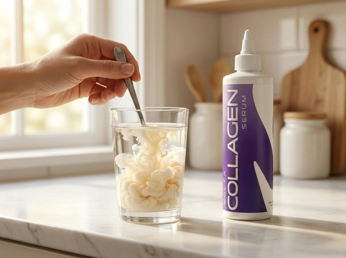 Stir collagen serum into a glass of water