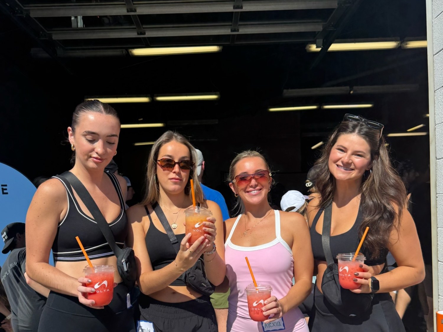 Members with their free Volta fruit slushes after class