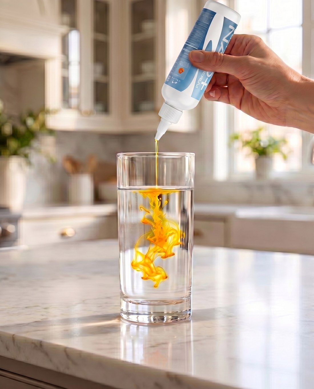 Mix NAD+ serum into a glass of water